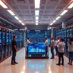 Cloud mining facility showcasing advanced technology and digital mining operations in a professional setting.