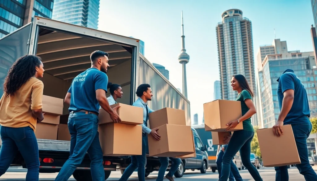 Efficient Toronto moving company team loading a truck in downtown Toronto.