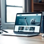 View of a law firm website design on a laptop, highlighting https://www.lawfirmswebsitedesign.com features.
