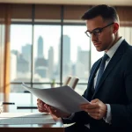 Reviewing legal documents by a real estate attorney at https://www.atlantarealestateattorney.com showcasing professionalism.