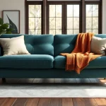 Cozy sofa bed displayed in a stylish living room with natural light.