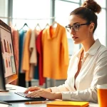 Explore vibrant fashion choices at https://www.lyliarose.com with a stylish woman engaging in online shopping.
