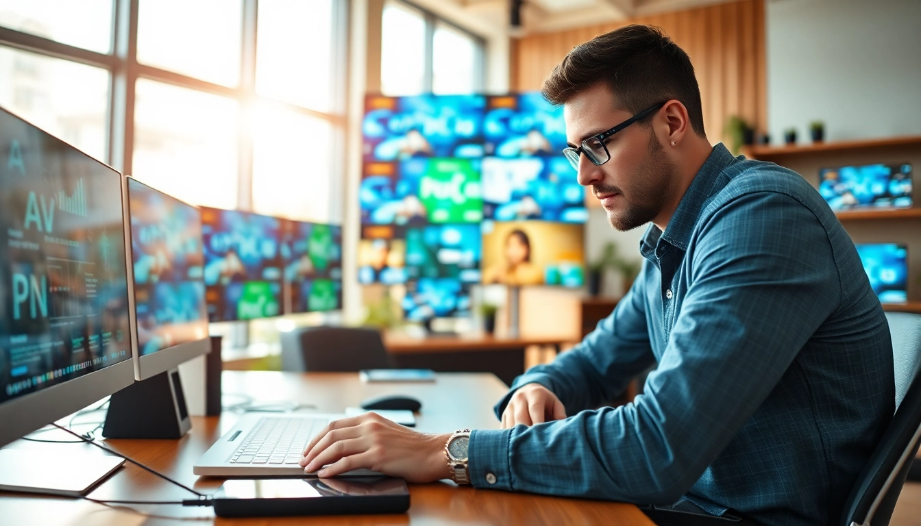 Crafting engaging content for kooralive in a modern workspace setup.