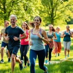 Join the vibrant community enjoying wellness activities at https://healthyvix.com, celebrating health in a sunny park.