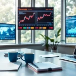 Delivering business news insights with a professional editorial desk and market data screens.