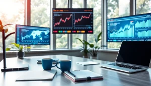 Delivering business news insights with a professional editorial desk and market data screens.