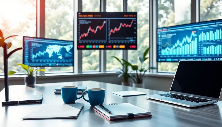 Delivering business news insights with a professional editorial desk and market data screens.