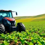 AF88 tractor efficiently cultivating fields in a bright agricultural landscape.