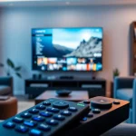 Experience enhanced viewing with iron tv pro in a modern home entertainment setup.