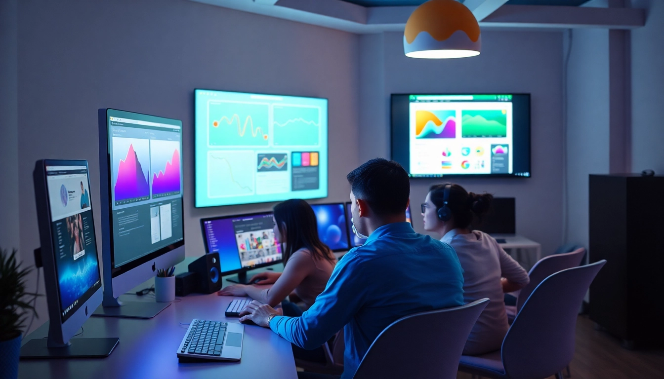 Desenvolvimento de Site com equipe criativa utilizando tecnologia atual em ambiente moderno.