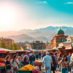 Experience the vibrancy of Almaty in this lively market scene showcasing https://albmaftoh.com culture.