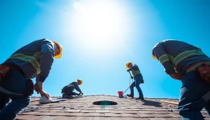 Professional roofing team working at Twin Shield Roofing with quality craftsmanship visible.