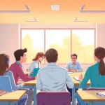 Students engaged in a dynamic Education lesson in a vibrant classroom setting.