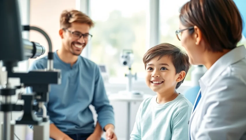 Empowering children through eye care at Our Children's Vision clinic, highlighting exam interactions.