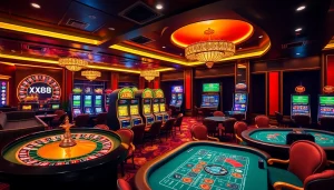 Experience the excitement of online gambling at https://xx88.pizza/ with vibrant casino visuals showcasing luxury gaming elements.