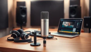 MV88 microphone prominently displayed in a professional recording studio setup.