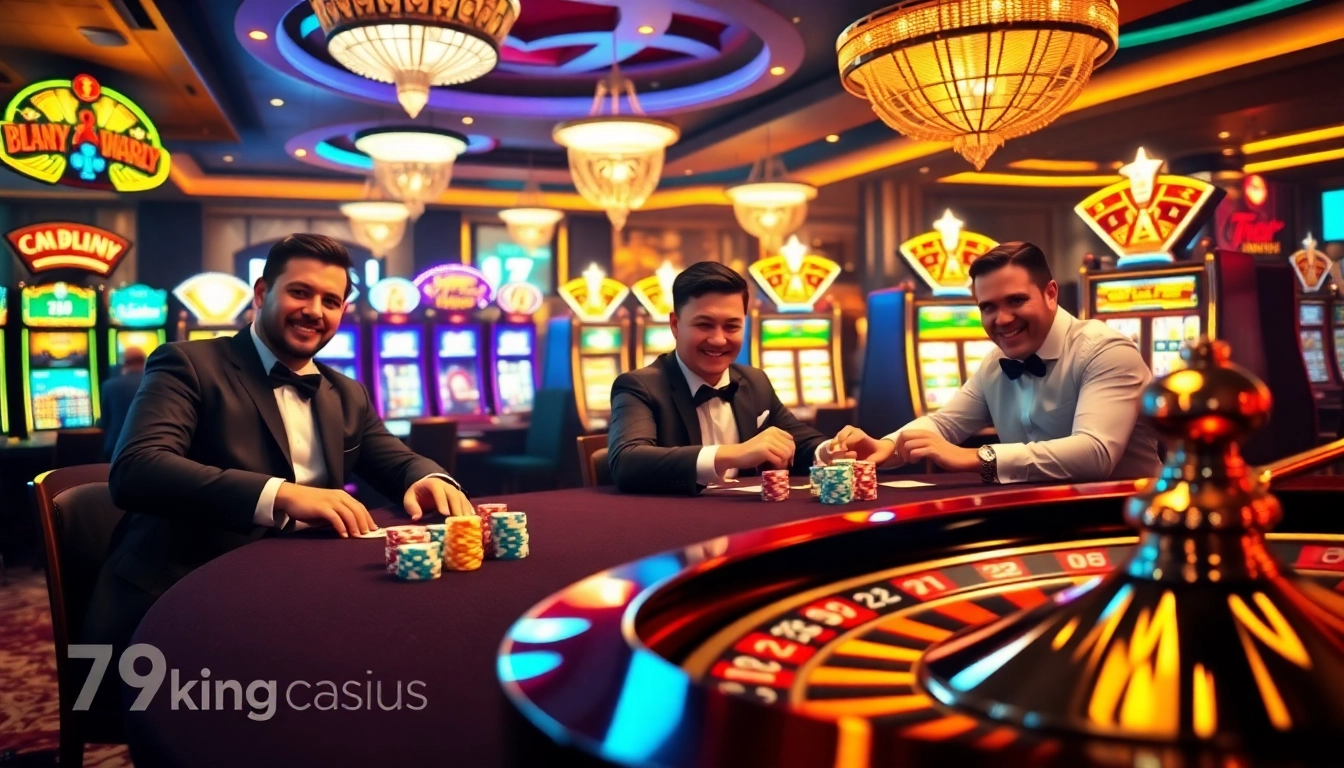 79king players engaging in a thrilling poker game at a casino table.