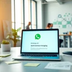 Explore WhatsApp API solutions in a modern office environment with collaborative elements.