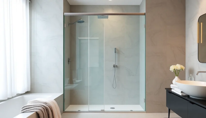 Évaluer la paroi de douche moderne avec un design élégant dans une salle de bain contemporaine.