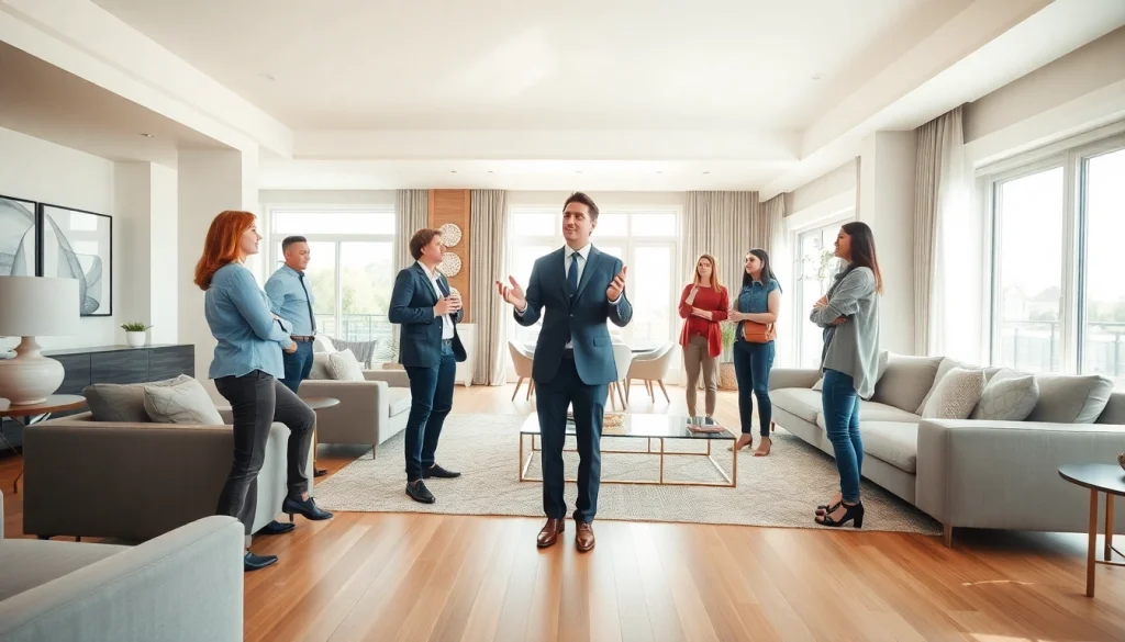 Engage with real estate opportunities in a welcoming open house showcasing a modern home.