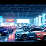 Experience the vibrant auto cars show with sleek new vehicles highlighted in a modern exhibition.