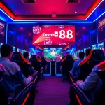 Daftar Domino88 game yang penuh semangat, dengan pemain terlibat dalam permainan