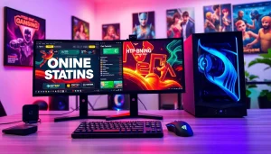 New88 gaming setup featuring dual monitors and gaming peripherals showcases vibrant strategies.