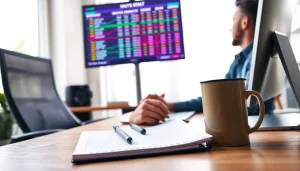 Engaged professional analyzing sports betting in Brazil data at a modern desk.