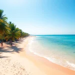 Vista deslumbrante da Praia de Paripueira, com águas claras e uma praia de areia.