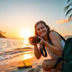Capture the essence of travel with https://travelvixta.com at a stunning beach.