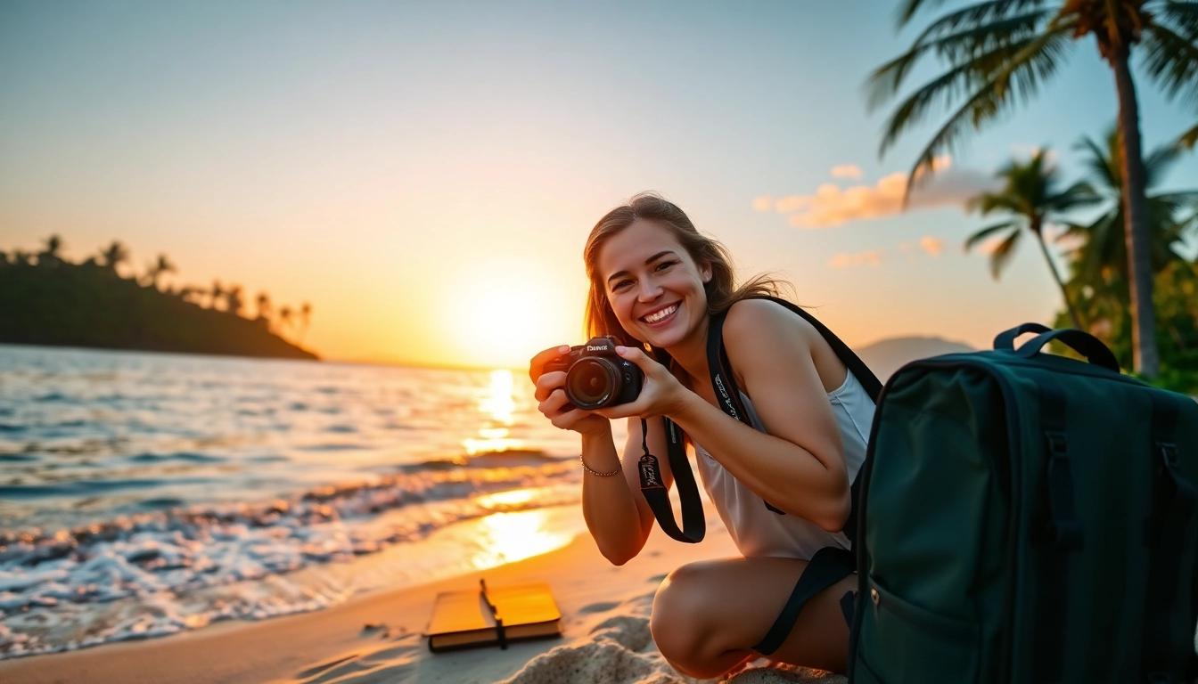 Capture the essence of travel with https://travelvixta.com at a stunning beach.