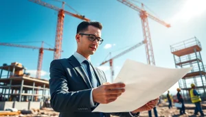 New Jersey Construction Manager guiding construction workers on a dynamic site.