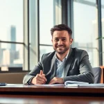 Beratungssitzung bei https://zukunftkapital.de mit einem Finanzberater, der Anlagestrategien präsentiert.