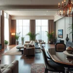 Showcasing stunning interior design dubai with elegant furnishings and ambient lighting.