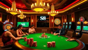 Experience the excitement at S8 casino with thrilling poker action and vibrant game environments.