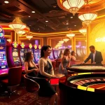 Players enjoying thrilling games at sinbet.ink, showcasing casino tables and vibrant slot machines.
