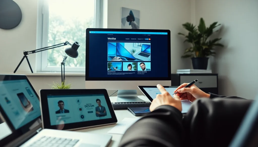 Digital workspace showcasing professional website design with modern tools.