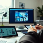 Digital workspace showcasing professional website design with modern tools.