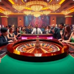 Players enjoying a thrilling game at UU88's luxurious casino table, surrounded by vibrant betting excitement.