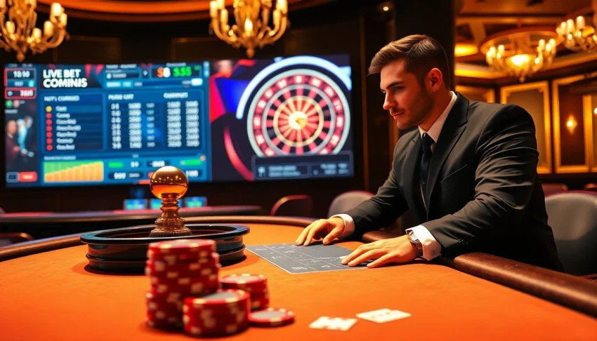 Experiencing thrilling s8 betting action at a luxurious casino poker table.