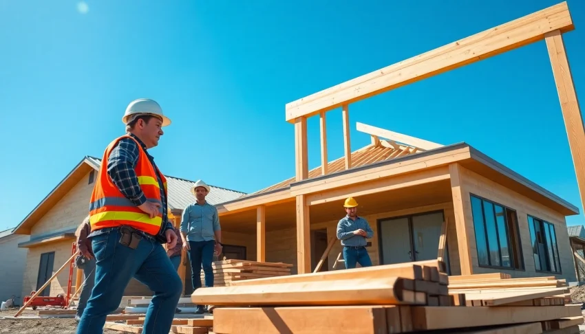 New Jersey General Contractor overseeing construction of a modern home on-site, showcasing professionalism.