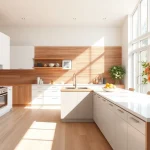 Transform your home renovation with a stylish kitchen featuring modern cabinets and warm tones.