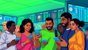 Engaged fans participating in sports betting in Alabama during a lively sports event.