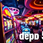 Permainan slot depo 5k yang menarik dalam suasana kasino yang ceria dan bersemangat.