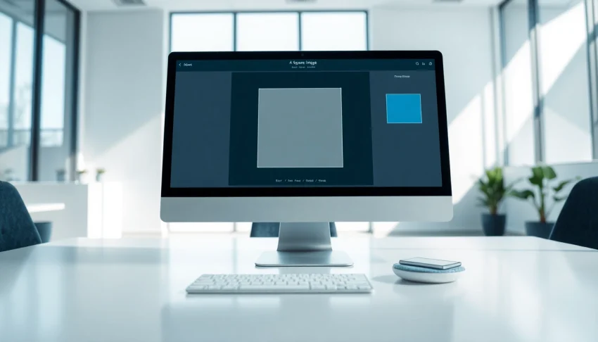 Image make photo square tool interface displayed on a modern workspace computer.