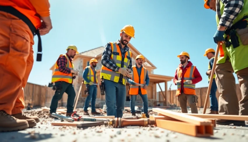 Engaged workers thriving in diverse Careers in construction on a busy job site.