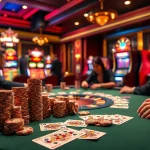 Players risk big at an NK 88 poker table with vibrant chips and engaging cards, embodying casino excitement.