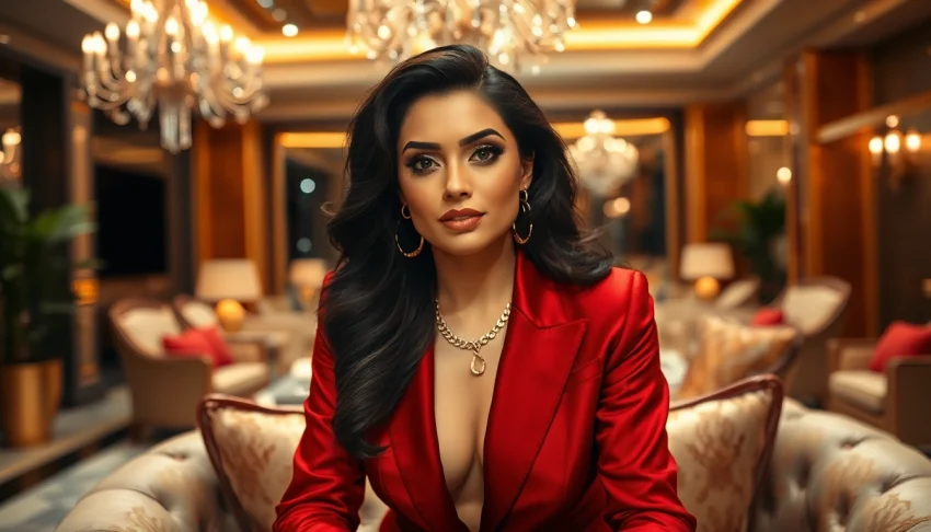 Showcase the lifestyle of a Bollywood celebrity featuring https://bollywoodcelebnetworth.in in a luxurious mansion.