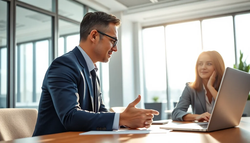 신용카드 현금화를 위한 상담 장면, 금융 어드바이저와 고객이 대화하는 모습