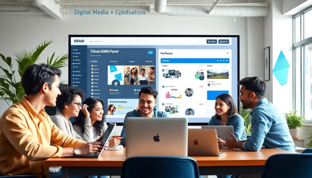 Showcasing a modern tiktok smm panel interface in a professional workspace.